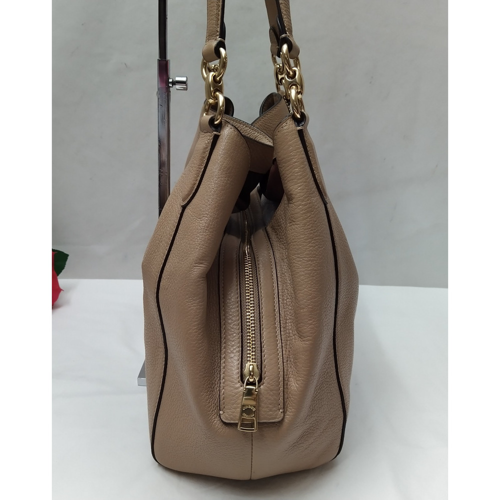 Coach Hallie Beige Leather 3 Compartments Shoulder Bag - Picture 4 of 16